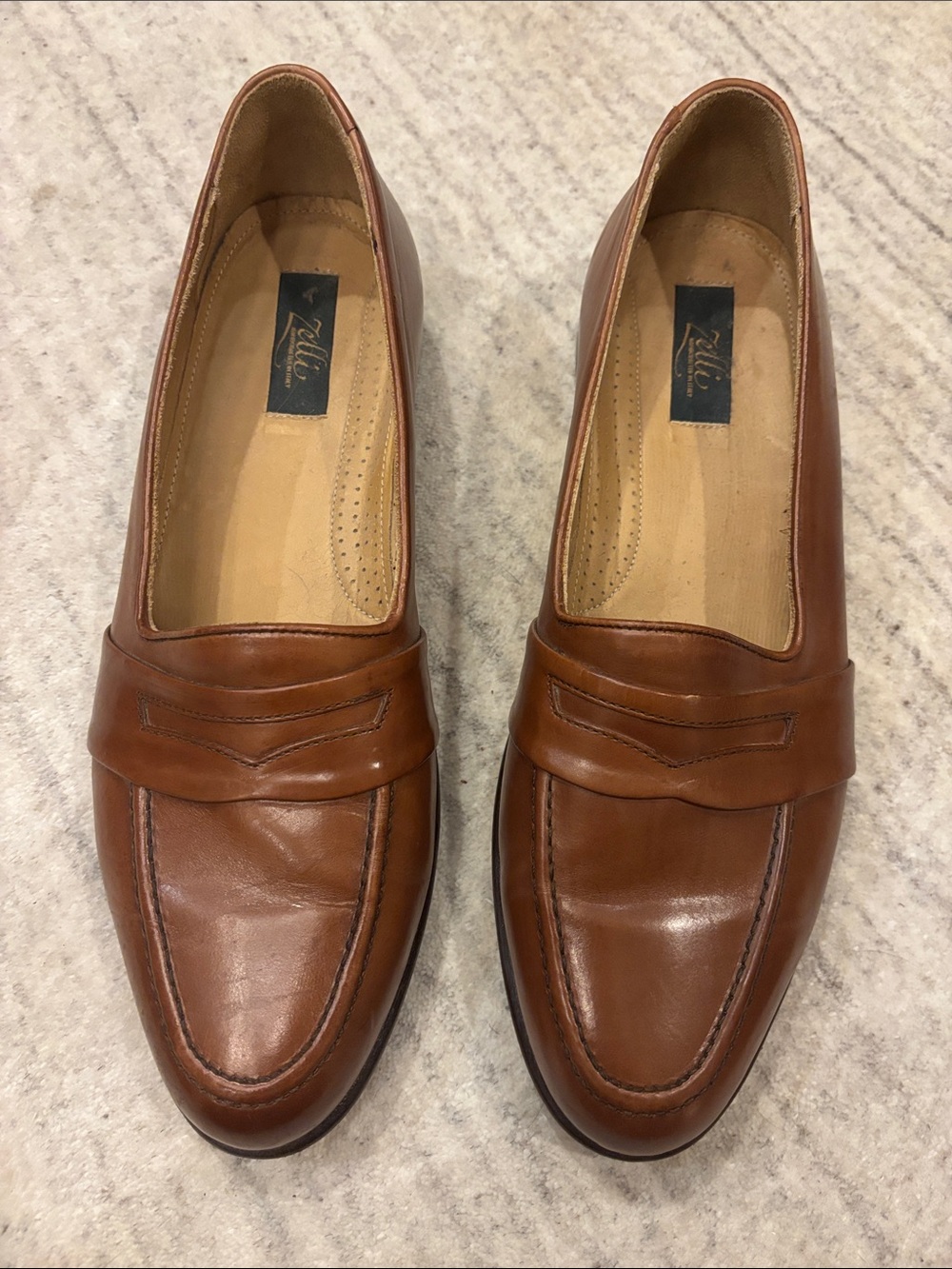 Zilli Men's Tan Leather Penny Loafers
